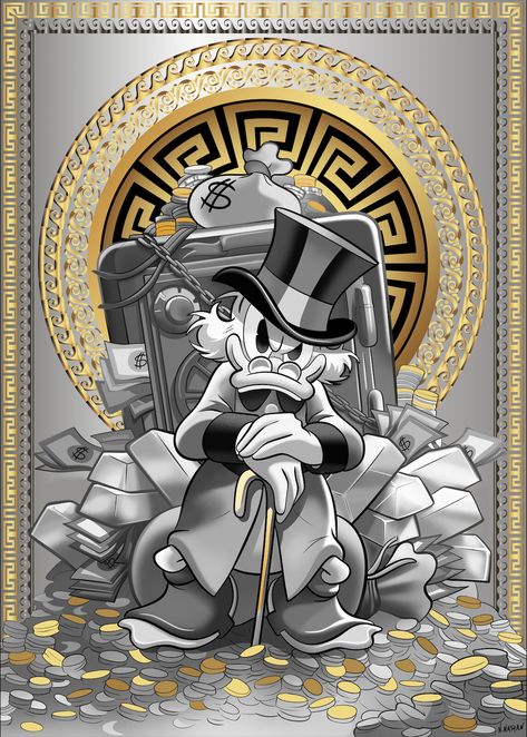 Buy art from N Nathan (Free Shipping, Secured direct purchase): Digital Arts titled "GOLD BANKER" Money Design Art, Dagobert Duck, Disney Pop Art, Money Art, Dynamic Painting, Digital Painting Techniques, Money Machine, Psy Art, Graffiti Cartoons