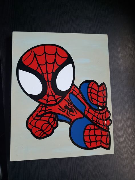 Spiderman Cartoon Painting, Spider Man Painting Ideas, Spiderman Painting Easy, Spiderman Canvas Art, Spider Man Painting, Deadpool Painting, Superhero Painting, Spiderman Canvas, Spiderman Painting