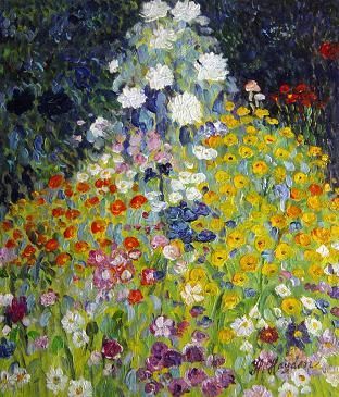 Flower Garden - Gustav Klimt Klimt Flower Garden, Gustav Klimt Art, Klimt Paintings, Klimt Art, 인물 드로잉, Pierre Auguste Renoir, Garden Painting, Flower Art Painting, Gustav Klimt