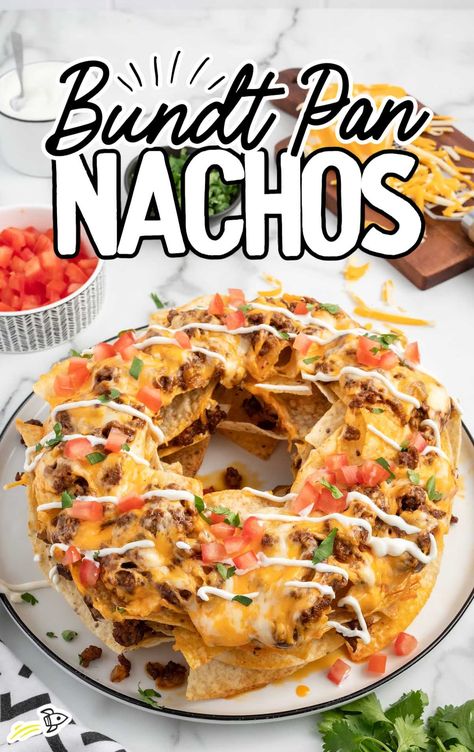 Nacho In A Bundt Pan, Bundt Cake Nachos, Nachos Made In Bundt Pan, Bundt Cake Pan Nachos, Nachos In Bundt Pan, Tacos In A Bundt Pan, Super Bowl Casseroles, Bundt Pan Appetizer Recipes, Bundt Pan Nachos