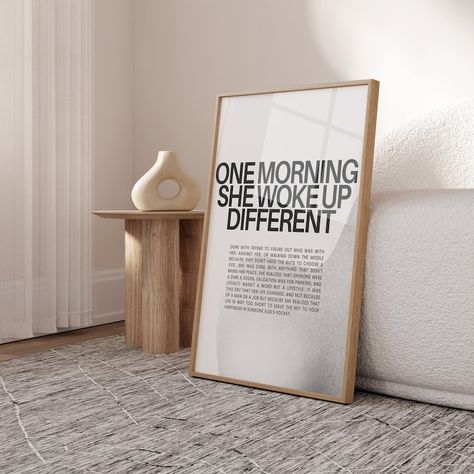 She Woke Up Different, Feminist Wall Art, Women Quote, Woman Empowerment, Divorce Gift, Woman Line Art, Motivational Decor, Thoughtful Gifts For Her, Female Empowerment