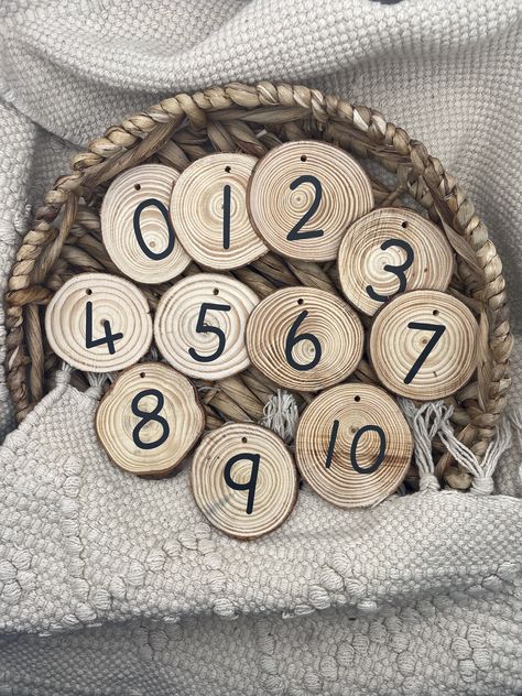 Welsh Alphabet, Montessori Wooden Toys, Weather Stickers, Counting In 2s, Wooden Log Slices, Early Years Teacher, Nursery Classroom, School Toys, Early Years Educator