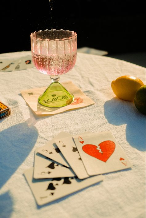 Still Life Pictures, Cocktail Photography, Board Game Night, Food Photoshoot, Pink Glassware, Card Photography, Poker Night, Photoshoot Concept, Night Photos