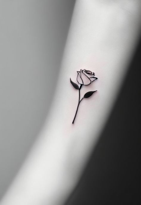 Minimalistic Rose Tattoo, Simple Rose Tattoo, White Rose Tattoos, Rose Flower Tattoos, Minimalist Rose, Black Rose Tattoos, Simple Rose, White Tattoo, Flower Tattoo Designs