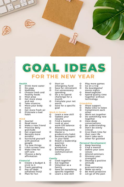 Free Goal Printables, Goals For 2023, New Years Resolution List, Goal Ideas, Resolution List, New Year Planning, Goal List, Cold Sores Remedies, New Year Goals