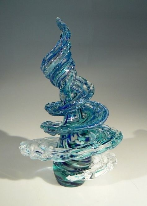 Fluid Sculpture, Glass Art Design, Glass Art Pictures, Beach Glass Art, Glass Art Projects, Art Of Glass, Blown Glass Art, Teal Turquoise, Chihuly