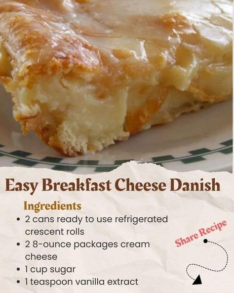 Ina Garten 🍲 | Easy Breakfast Cheese Danish | Facebook Easy Breakfast Cheese Danish, Breakfast Danish, Breakfast Cheese Danish, Cheese Danish Recipe, Easy Potluck, Danish Recipe, Breakfast Cheese, Cream Cheese Danish, Cheese Danish