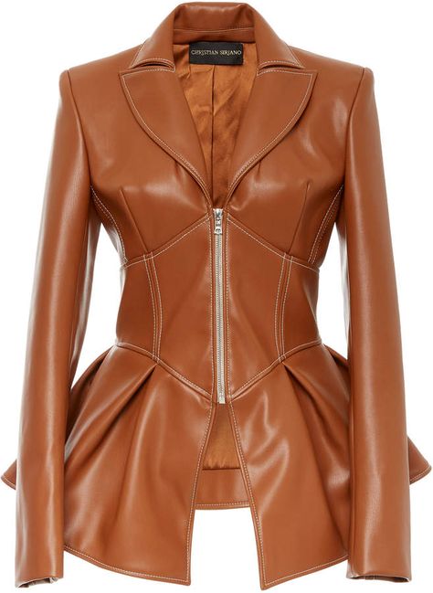 Christian Siriano Faux Leather Corset Jacket Corset Jacket, Mode Mantel, Pu Jacket, Leather Corset, Christian Siriano, Plus Size Shopping, Brown Leather Jacket, Leather Coat, Moda Operandi