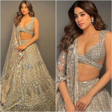 Unique Lehenga Designs, Unique Lehenga, Indian Dress Up, Simple Lehenga, Indian Outfits Lehenga, Fashionable Saree Blouse Designs, Janhvi Kapoor, Traditional Indian Dress, Saree Designs Party Wear