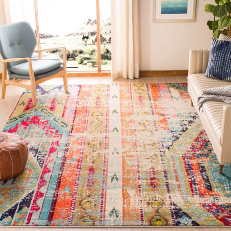 A bohemian-style rug that'll fit any size space you need. Bohemian Area Rug, Bedroom Area Rug, Colorful Rug, Square Rug, Bohemian Area Rugs, Unique Loom, Classic Rugs, Boho Living, Boho Living Room