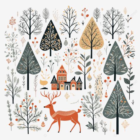 merry christmas greeting card with hand drawn scandinavian nordic style illustrations christmas de Nordic Christmas Cards, Simple Christmas Illustration, Christmas Cards Illustration, Nordic Christmas Scandinavian Style, Nordic Illustration, Christmas Scandinavian Style, Nordic Patterns, Scandinavian Illustration, Calendar Inspiration