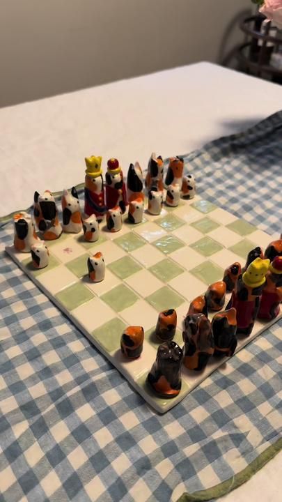 TikTok · mamools Clay Crafts To Make For Your Boyfriend, Air Dry Clay Chess Board, Ceramic Games Handmade, Air Dry Clay Chess Set, Clay Crafts Useful, Clay Chess Board, Air Dry Clay Projects Christmas, Clay Chess Pieces, Baked Clay Crafts