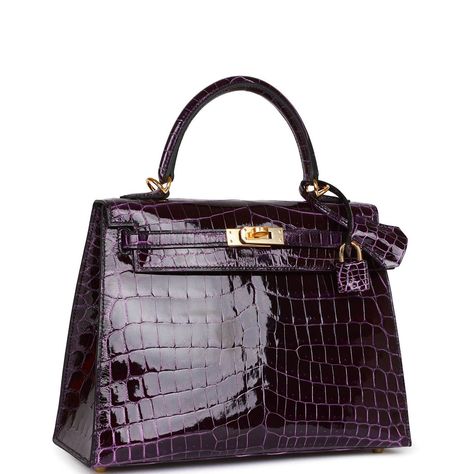 Hermes Kelly Sellier 25 Aubergine Shiny Niloticus Crocodile Gold Hardw – Madison Avenue Couture Hermes Kelly Sellier, Hermes Kelly 25, Kelly Sellier, Peter Lindbergh, Hermes Box, Birkin 25, Hermes Bags, Vintage Handbags, Birkin Bag