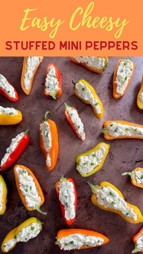 Cream Cheese Stuffed Mini Peppers - HOORAH to Health Broccoli And Chive Stuffed Mini Peppers, Stuffed Snacking Peppers, Mini Sweet Pepper Appetizers, Cream Cheese Stuffing For Peppers, Stuffed Pepper Bites, Stuffed Bell Peppers Snack, Grilled Stuffed Mini Sweet Peppers, Easy Stuffed Mini Peppers, Cream Cheese Stuffed Sweet Peppers Minis