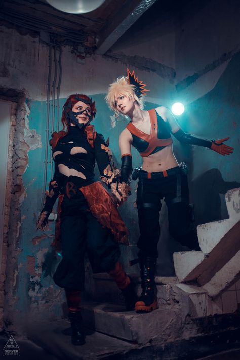 Fem Bakugou Cosplay, Fem Kiribaku, Bakugo Cosplay Female, Kirishima Hero Costume, My Hero Cosplay, Fem Kirishima, Kiribaku Cosplay, Fem Bakugou, Genderbent Cosplay