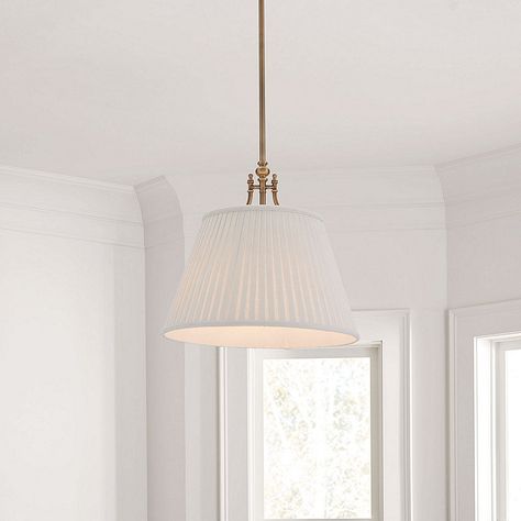 Pleated Lamp Shades, Chic Lighting, Cage Pendant Light, Island Pendant Lights, Single Pendant Lighting, Brass Pendant Light, Kitchen Island Pendants, Kitchen Pendants, Hanging Light Fixtures