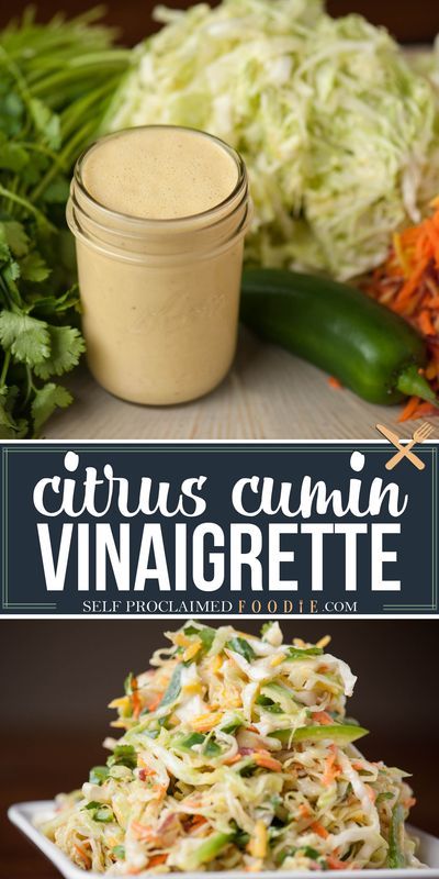 Cumin Vinaigrette Dressing, Cumin Salad Dressing, Mexican Salad Dressing, Mexican Coleslaw, Salad Vinaigrette, Cabbage Salad Recipes, Citrus Vinaigrette, Vinaigrette Salad, Salad Dressing Recipes Homemade