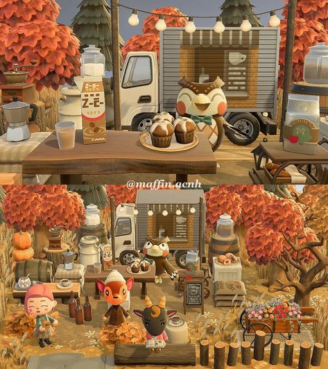 🍂 COZY FALL MOMENTS WITH MAFFIN ☕️🤎 🧣 Today’s activity: Blather’s coffee truck ☕️ Blather’s coffee truck in the middle of the woods is a must stop if you want to enjoy a nice cup of steaming coffee and the beautiful fall scenery together! There’s a bit of a line, but it’s totally worth the wait, trust Maffin! ———————————————————————— 🧸 Special thanks for the support: @the.cozy.gamer @swagfroggychairs @sugarbee.crossing @lojsans.crossing @woodsy.crossing @t_bean_crossing_ @stardust_horizons ... Beautiful Fall Scenery, Animal Crossing Coffee, Acnh Autumn, Cottagecore Theme, Line Theme, Steaming Coffee, Cozy Gamer, Fall Scenery, Fall City