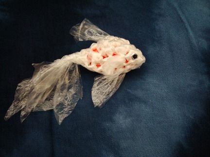 Plarn Sure Does the Betta Good! There’s a Tutorial So YOU Can Crochet One Too! - KnitHacker Wire Art Sculpture, Tootsie Roll, Black Sharpie, White Glue, Produce Bags, My Pet, Betta Fish, Plastic Bags, Wire Art