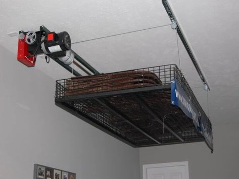 Garage Storage Lift, Garage Hoist, Garage Attic Storage, Attic Lift, Garage Apartment Floor Plans, Storage Lift, Garage Ceiling Storage, Garage Attic, Garage Ceiling