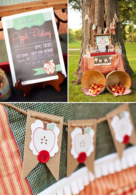 Rustic Fall Apple Picking Party // Hostess with the Mostess® Apple Picking Party, Apple Theme Parties, Fall Apple Picking, Apple Birthday, Fall Harvest Party, Apple Festival, Fall Birthday Parties, Open Relationship, Harvest Party