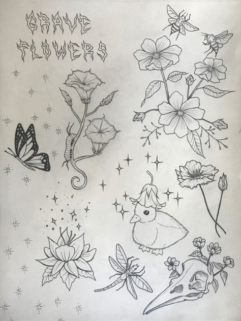 Fairy Witch Cottagecore Tattoos, Fairycore Aesthetic Tattoo, Whimsysigilism Tattoo, Fairycore Tattoo Designs, Cottagecore Flash Tattoo, Tattoo Ideas Cottagecore, Flower Flash Art, Garden Theme Tattoo, Fae Inspired Tattoos