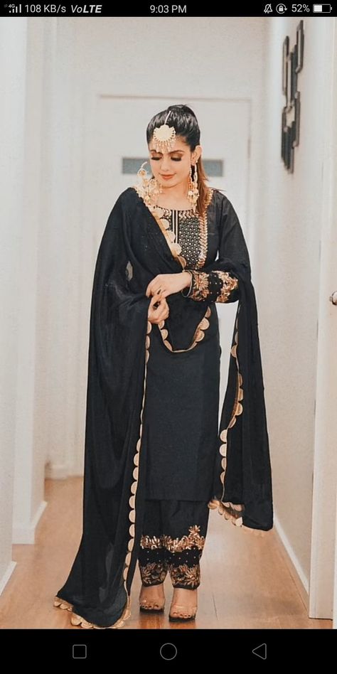 Black Punjabi Suit Party Wear, Black Punjabi Suit, Gurkirat Randhawa, Punjabi Dress Design, Patiala Suit Designs, Red Bridal Dress, Gown Party Wear, Latest Bridal Dresses, Punjabi Outfits