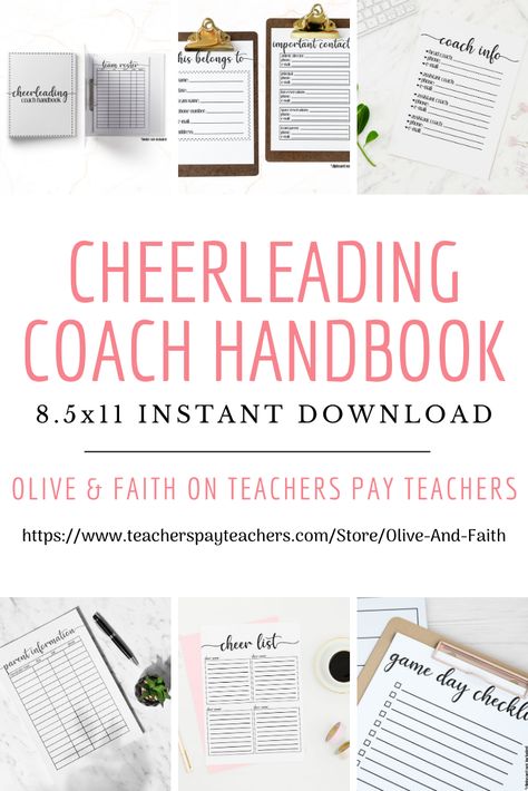 I N C L U D E D Cheerleading Coach Handbook | Printable | 8.5x11 | Instant Download 41 page Cheerleading Coach Handbook | PDF file Instant Digital Download – Binders & Clipboards shown in some photos are not included - No physical product will be shipped to you. Colors of the print may slightly vary due to monitor settings, printer quality, ink quality, etc. Elementary Cheer Coach, First Cheer Practice Ideas, Cheer Captain Binder, Cheer Practice Plan Template, Cheer Practice Schedule, Cheer Coach Binder Printables Free, Middle School Cheer Coach, Cheer Tryout Score Sheet, Elementary Cheerleading