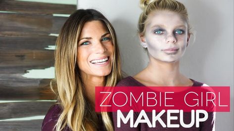 Non-Scary Zombie Halloween Makeup For Kids, So They Don't Terrify Themselves Girl Zombie Makeup, Zombie Makeup For Kids, Zombie Cheerleader Makeup, Zombie Girl Makeup, Zombie Makeup Ideas, Kids Zombie Makeup, Zombie Cheerleader Costume, Zombie Makeup Easy, Zombie Costume Kids