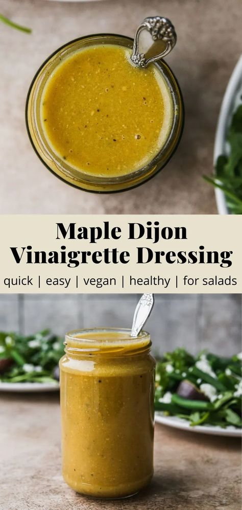 Dijon Dressing Recipe, Dijon Vinaigrette Dressing, Types Of Salads, Honey Dijon Dressing, Homemade Salad Dressing Healthy, Dairy Free Salads, Vegan Salad Dressing, Creamy Salad Dressing, Vegan Dressing