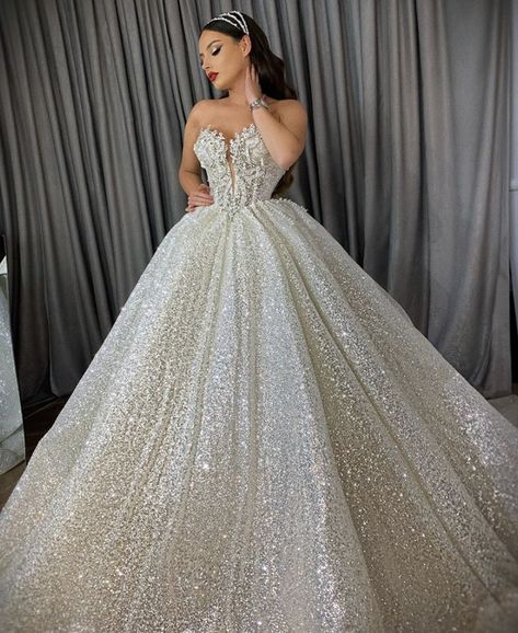 Wedding Dress Shiny, Backless Bridal Gowns, Big Dresses, Wedding Dress Sequin, Sequin Wedding, Wedding Dresses With Flowers, Wedding Flower Girl Dresses, Prom Dresses Modest, Plus Size Prom Dresses