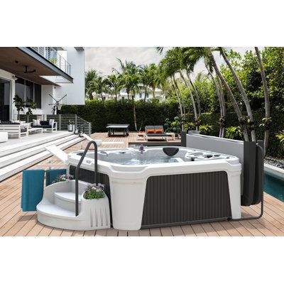 The brand-new Daydream Ensemble 3500L is part of the new Daydream 3500 series by AquaRest spas and includes everything you need to have the premium spa experience, starting when you use the built-in cover lifter to easily remove the cover before stepping onto the included deluxe storage step w/planters and handrail to enter the spa. Once in the spa, you won’t want to leave when you relax in the contoured lounger and captain’s seats with pillowed headrests. Enjoy the soothing and powerful massage Led Exterior Lighting, Ambiance Lighting, Spa Accessories, Backyard Spaces, Hot Tub Outdoor, Pool Hot Tub, Outdoor Grill, Lighting Sale, Outdoor Garden Furniture