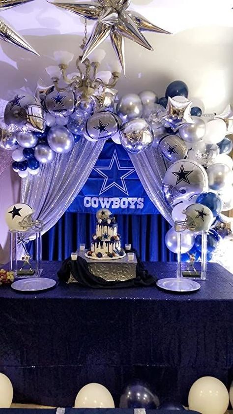 Dallas Cowboy Birthday Party Decoration, Cowboys Theme Party Dallas, Dallas Cowboys Wedding Theme, Dallas Cowboys 50th Birthday Party, Dallas Cowboy Party Decorations, Dallas Cowboys Backdrop, Dallas Cowboy Party Ideas, Dallas Cowboys Birthday Party Decoration, Dallas Cowboy Birthday Party