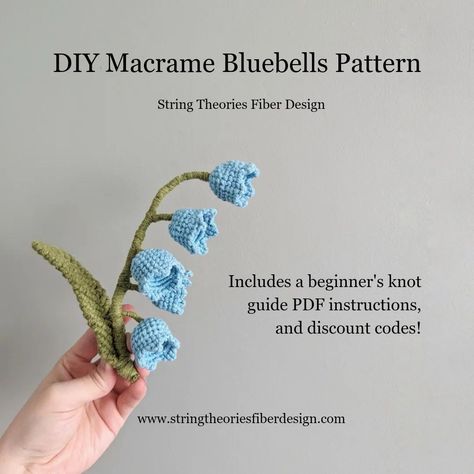 Rainy weekend in the forecast means I'll be in my studio prepping new..... Patterns! Be on the lookout for some new ones dropping soon. 🤞 If you're looking for your next weekend project, check out my inventory (lol) of 20+ patterns ranging from beginner to intermediate. ❤️ I am only a DM away if you have questions. #macramediy #diymacrame #learnmacrame #macramepattern #macrametutoríal #craftpattern #craftkit Macrame Sculpture, 3d Macrame, Learn Macrame, Knot Guide, Bluebell Flower, How To Macrame, Knots Guide, Blue Bell Flowers, 3d Sculpture