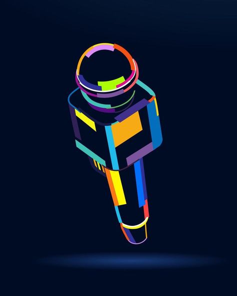 Abstract professional microphone from multicolored paints. Colored drawing. Vector illustration of paints Mic Illustration Design, Music Band Illustration, Microphone Painting, Colorful Microphone, Microphone Illustration, Microphone Drawing, Senior Pants, Music Image, Musical Instruments Drawing