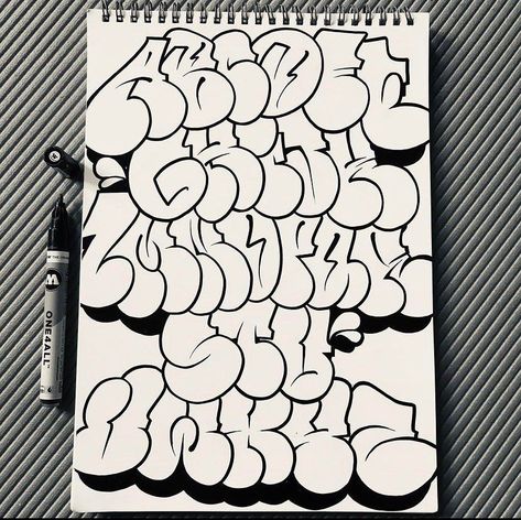 Throwup Alphabet, Graffiti Tutorial, Graffiti Alphabet Styles, Alphabet Graffiti, Graffiti Lettering Alphabet, Markers Drawing Ideas, Graffiti Art Letters, Graffiti Wildstyle, Graffiti Text