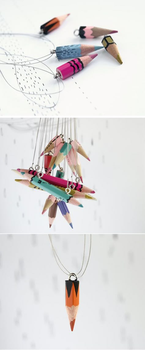 THIS IS AWESOME,pencil necklace. Decorate cut up colored pencils with sharpies. Diy Collier, Bijoux Diy, Diy Projects To Try, Diy Accessories, Diy Necklace, Diy Inspiration, Diy Fashion, Fun Crafts, Diy Gifts