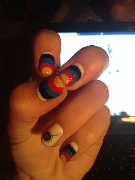 Archery manicure!  Credit- S.Haywood #archery #manicure #archernails #targets #nailart #katniss Archery Nails, Mani Ideas, Gel Mani, Nails Design, Archery, Nail Ideas, Phoenix, Manicure, Nail Designs