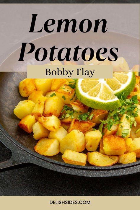 Bobby Flay Lemon Potatoes Potatoes Chicken, Bobby Flay Recipes, Garlic Juice, Gold Potatoes, Lemon Potatoes, Potato Crisps, Yukon Gold, Bobby Flay, Yukon Gold Potatoes