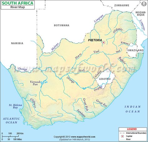 South Africa River Map South Africa Map, River Map, Africa Continent, States And Capitals, Homeschool Geography, Kids Math, African Map, Asia Map, Social Studies Elementary