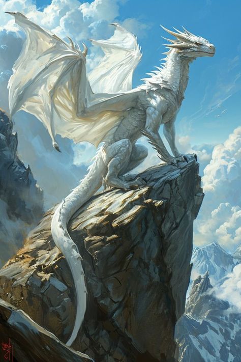 Mythical Creatures Fantasy, Mythical Dragons, Dragon Artwork Fantasy, Fantasy Beasts, Legendary Creature, White Dragon, Fantasy Creatures Art, Dragon Artwork, Dragon Drawing