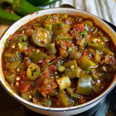 Okra Stew Jamaican Oxtails, Food Jamaican, Sauteed Okra, Food Substitutes, Cooking Soul Food, Okra Stew, Jamaican Dishes, Okra Recipes, African Cooking