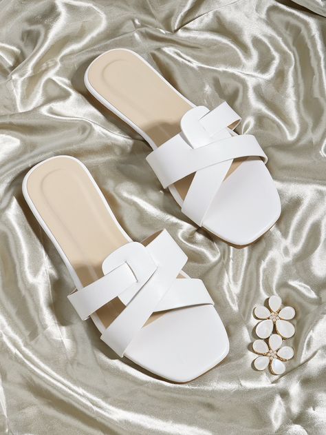 White Fashionable    Plain Slides    Women Shoes Sandals For Women Flat, Trendy Heels 2023, Women Sandals 2023, Modern Heels, Sandals Design, Sandals For Ladies, Mens Sandals Fashion, Shoe Makeover, Women Slippers Fashion