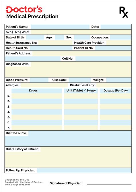 Free Doctor's Medical Prescription Pad Design Template Ai & Printable PDF | Designbolts Medical Report Doctors, Prescription Pad Design Doctors, Medical Prescription Design, Healthcare Dashboard, Doctor Notes, Doctor Prescription, Medical Template, Fake Documents, La Pieta