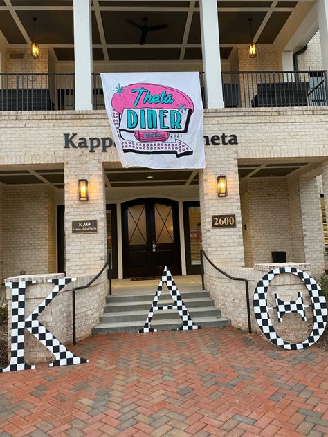 Diner Bid Day Theme, Diner Bid Day, 60s Diner, Sorority Recruitment Themes, Sorority Themes, Philanthropy Events, Recruitment Themes, Spring Recruitment, 50s Diner