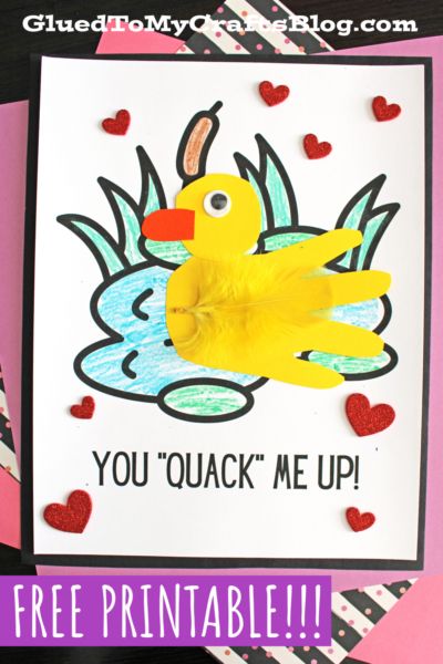 Handprint Duck, Duck Craft, Duck Crafts, Punny Valentines, Monster Craft, Keepsake Crafts, Valentine's Day Crafts For Kids, Birthday Card Craft, Unicorn Crafts