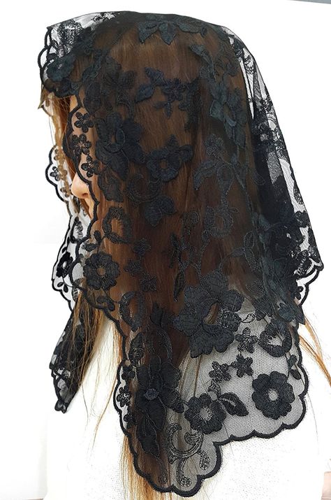 Chapel Catholic Veil Spanish Lace Mantilla Medium - Margaret - Black - CV127KNMZU9 - Scarves & Wraps, Fashion Scarves  #SCARVES #WRAPS #fashionwomen #outfits #winter #Fashion Scarves Spanish Veil, Chapel Veils, Chapel Veil Catholic, Catholic Veil, Spanish Lace, Lace Mantilla, Mantilla Veil, Chapel Veil, Bride Of Christ