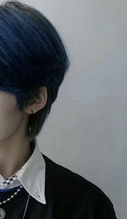 Dark Blue Hair Men Aesthetic, Navy Blue Hair Men, Blue Black Hair Men, Blue Hair Men Aesthetic, Midnight Blue Hair Men, Blue Hair Aesthetic Boy, Blue Hair Boy Aesthetic, Blue Hair Guy Aesthetic, Dark Blue Hair Men