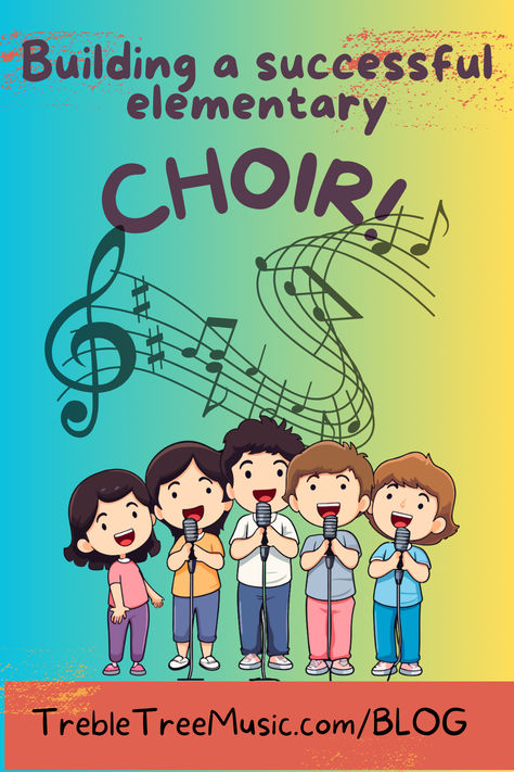 This image shows the title Building a Successful elementary Choir.  There is a music staff with music notes.  Children are singing in from of microphones. Sharing Music, Elementary Choir, Parent Involvement, Spa Shower, Music Classroom, Teacher Tools, Music Teacher, Music Lessons, Elementary School