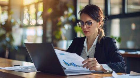 Busy Business Woman Working in Office Female Financial Advisor, Working In Office, Working In An Office, Woman Typing On Laptop, Accounting Manager, Inspirational Digital Art, Man Standing, Office Environment, Man Images